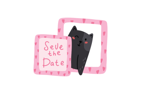 Adorable Cat Wedding Save the Date SVG for Your Designs