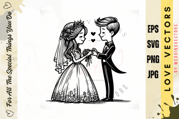 C4176: Timeless Wedding Couple and Love Vectors