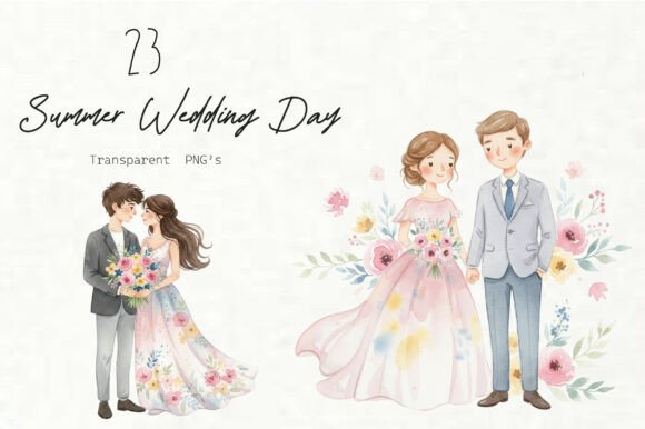Capture the Romance: Versatile Summer Wedding Day Clipart for Your Designs