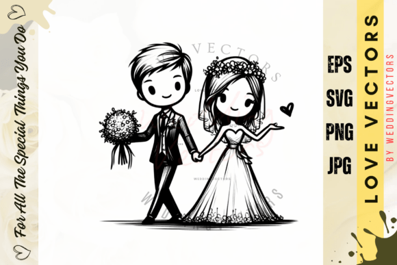 Capturing Romance with Wedding Couple and Love Vectors - C2053