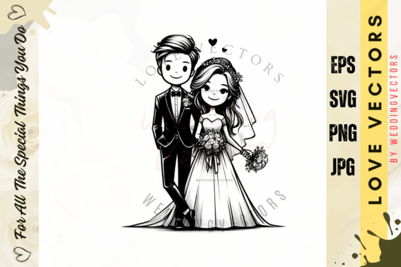 Celebrate Romance with Wedding Couple and Love Vectors - C2471