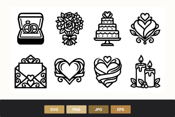 Elegant Monochrome: The Power of Wedding Icons Black and White Line Art