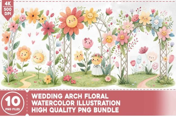 Elegant Wedding Arch Floral PNG Bundle for Your Designs