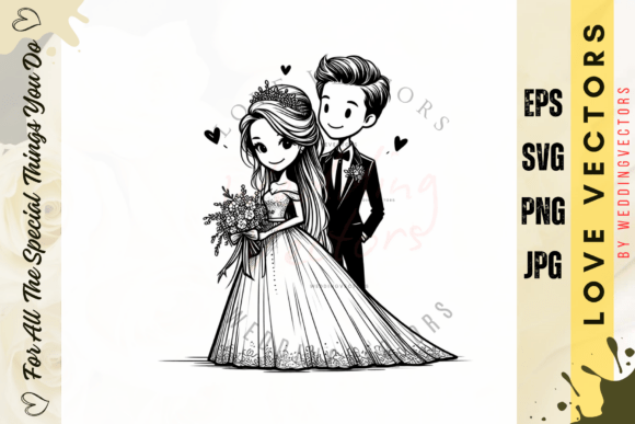 Elevate Your Designs with C2439 Wedding Couple Vectors