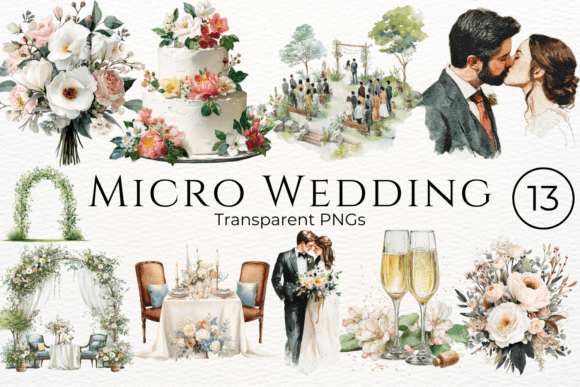Micro Wedding Watercolor Clipart: Adding Soft, Artistic Flair to Your Projects