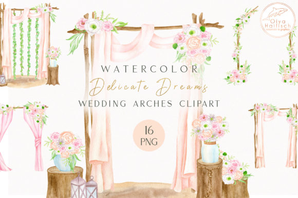 Watercolor Wedding Arches PNG Clipart for Modern Designers
