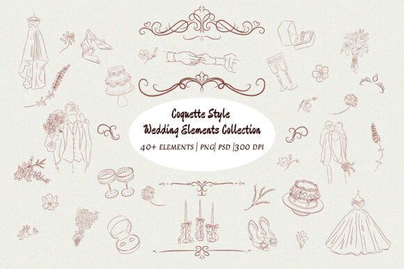 Wedding Coquette Bundle: 40+ Elements