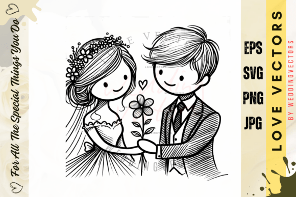 Wedding Couple and Love Vectors - C226: Design Assets for Romance