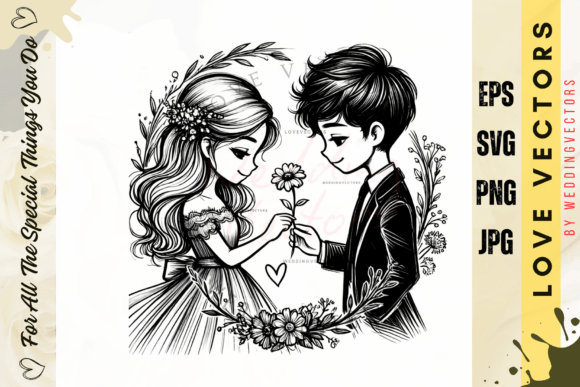 Wedding Couple and Love Vectors - C3162
