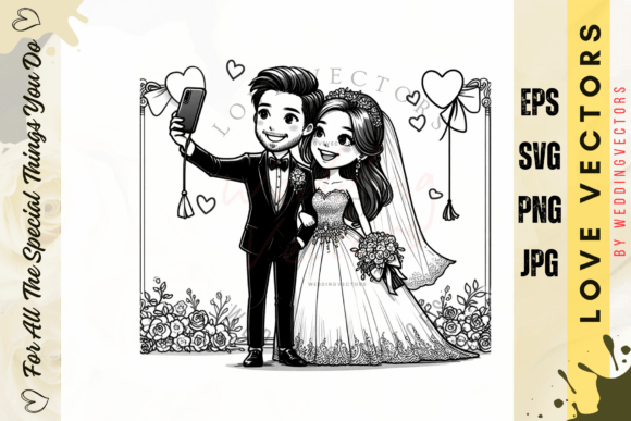 Wedding Couple and Love Vectors - C3214: A Modern Design Asset