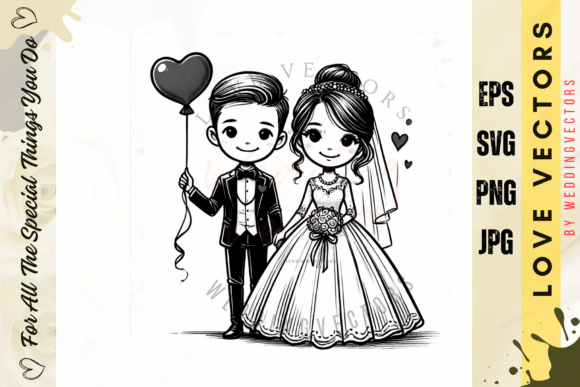 Wedding Couple and Love Vectors: C3741 Design Guide