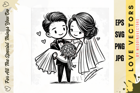 Wedding Couple and Love Vectors - C4654