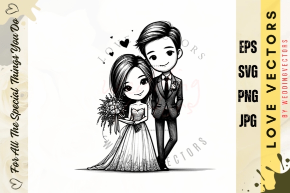Wedding Couple and Love Vectors - C4924