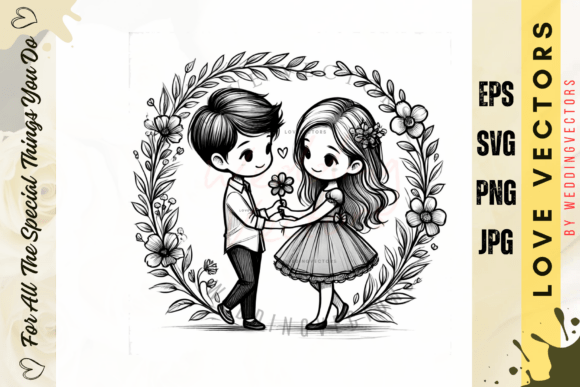 Wedding Couple and Love Vectors - C689: A Designer's Asset