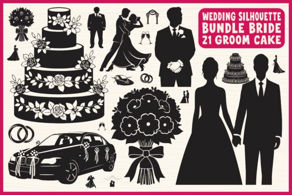 Wedding Silhouette Vector Bundle: 21 Designs for Crafting